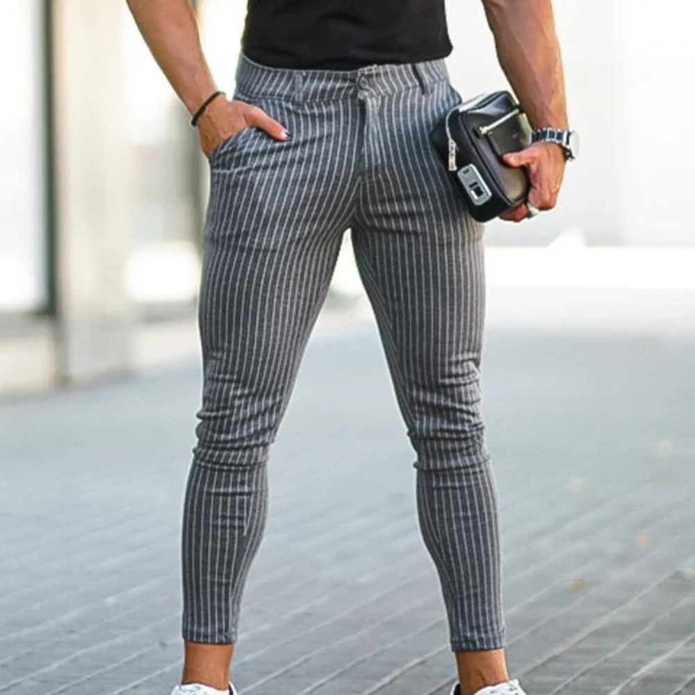 Zlatko - Striped and Stretchable Chino Trousers for Men - Summer Style