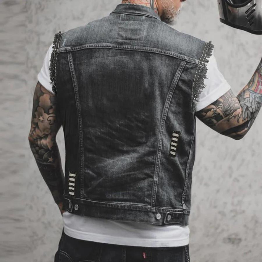 Yevgeny - Retro denim summer gilet for men