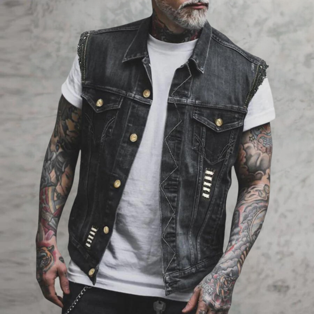 Yevgeny - Retro denim summer gilet for men