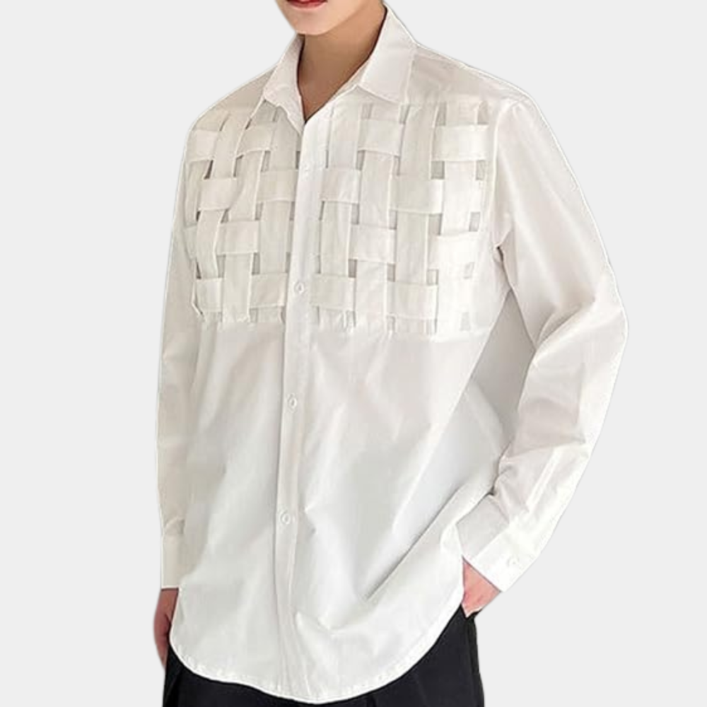 Zbigniew - Casual and Elegant Men's Shirt with Braiding for Summer