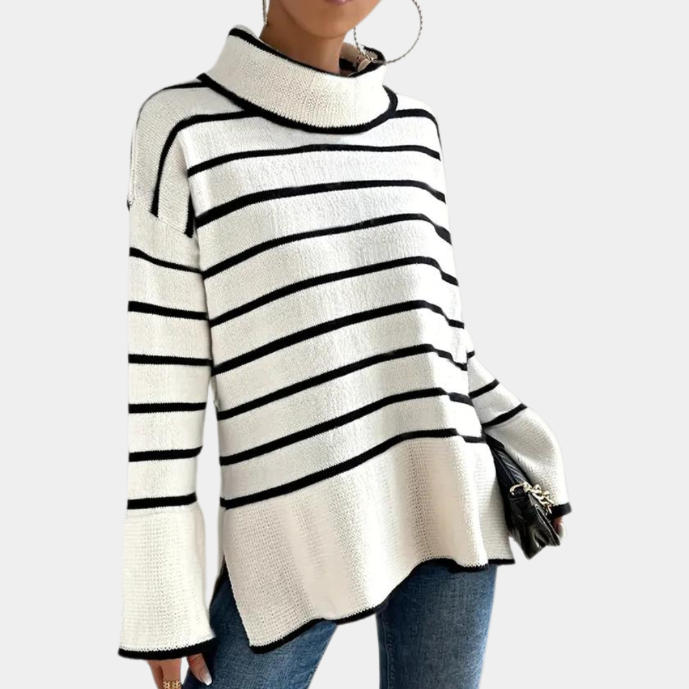 Clarice - Trendy Striped Roll Neck Jumper for Women, Perfect for Spring and Summer