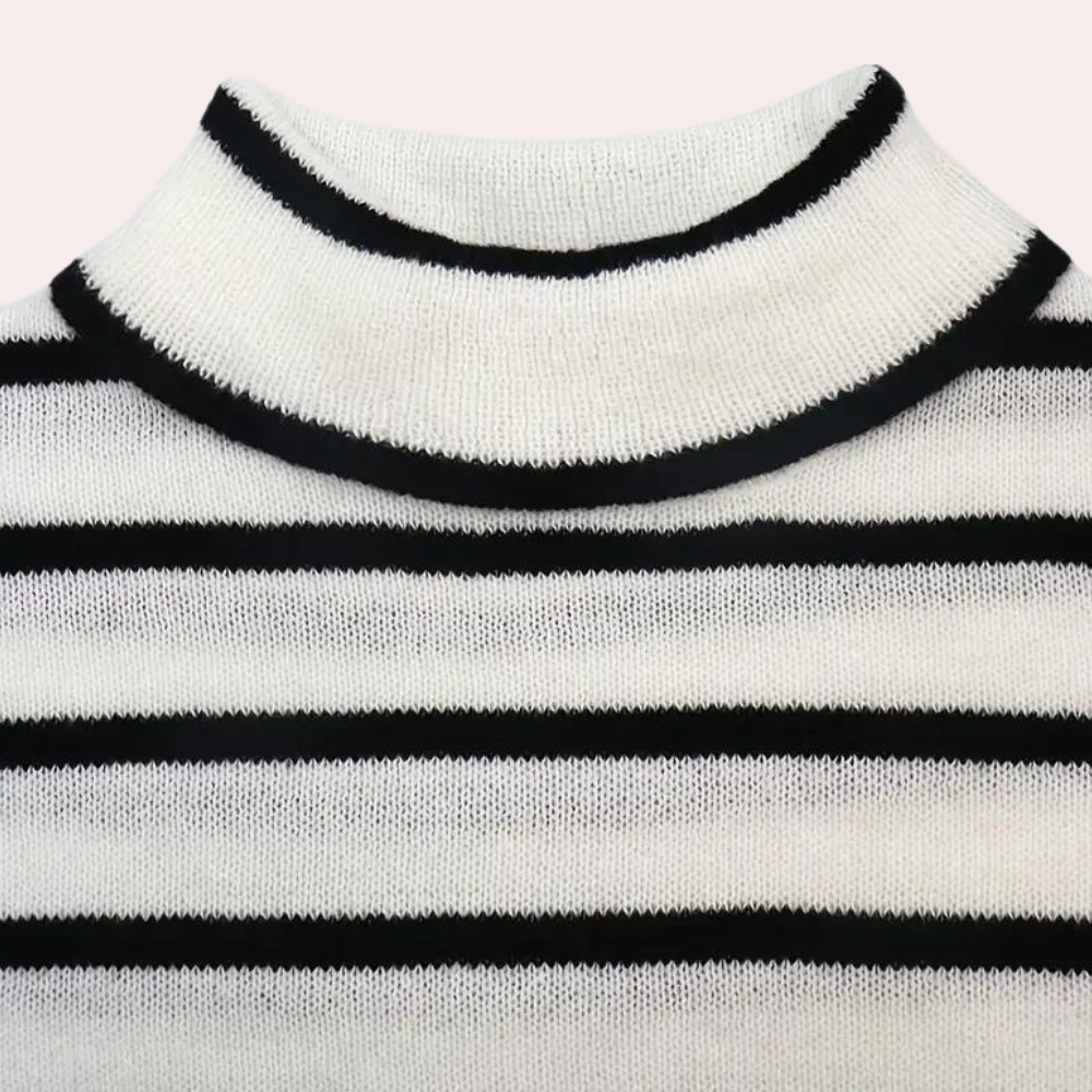Clarice - Trendy Striped Roll Neck Jumper for Women, Perfect for Spring and Summer