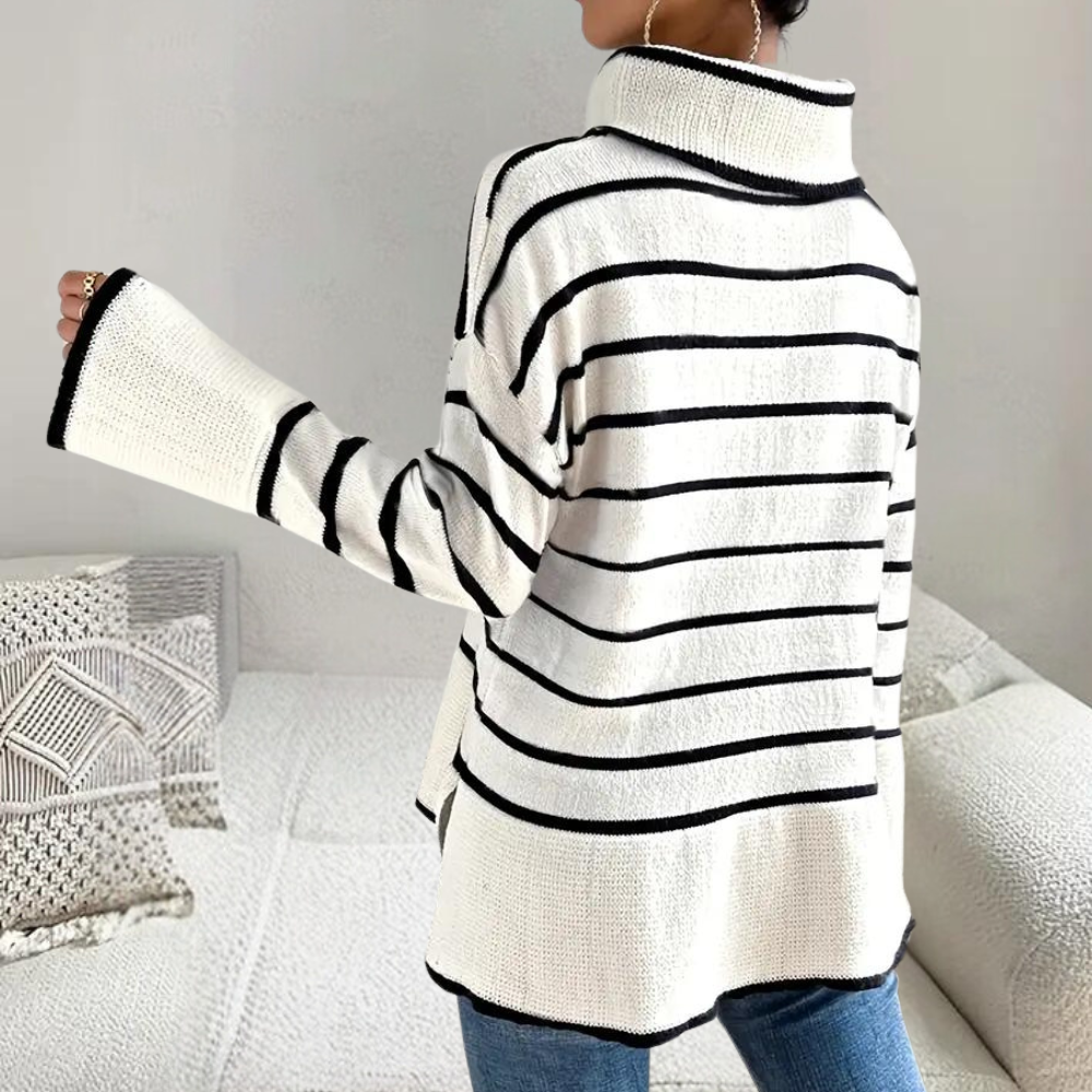 Clarice - Trendy Striped Roll Neck Jumper for Women, Perfect for Spring and Summer