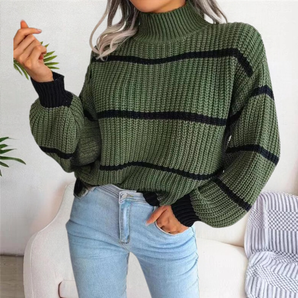 Celine - Fashionable women's soft summer jumper with high neck