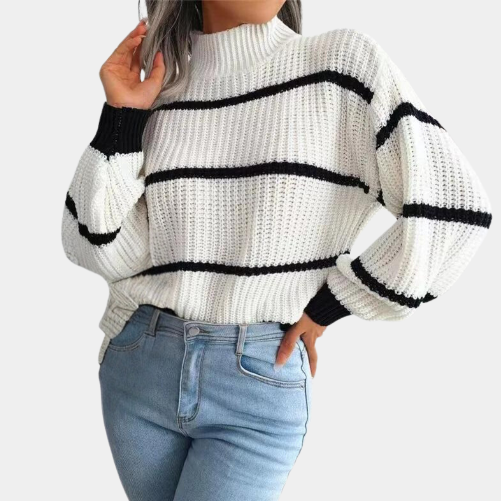Celine - Fashionable women's soft summer jumper with high neck