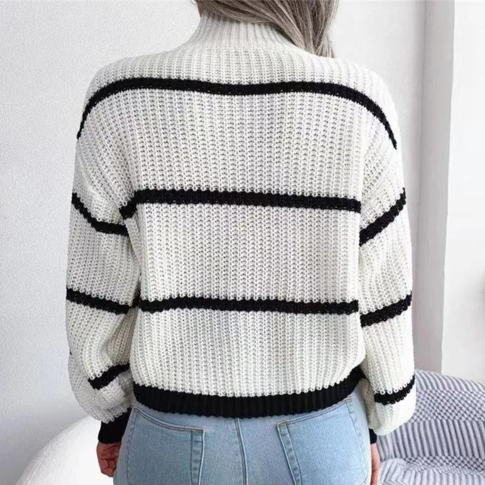 Celine - Fashionable women's soft summer jumper with high neck