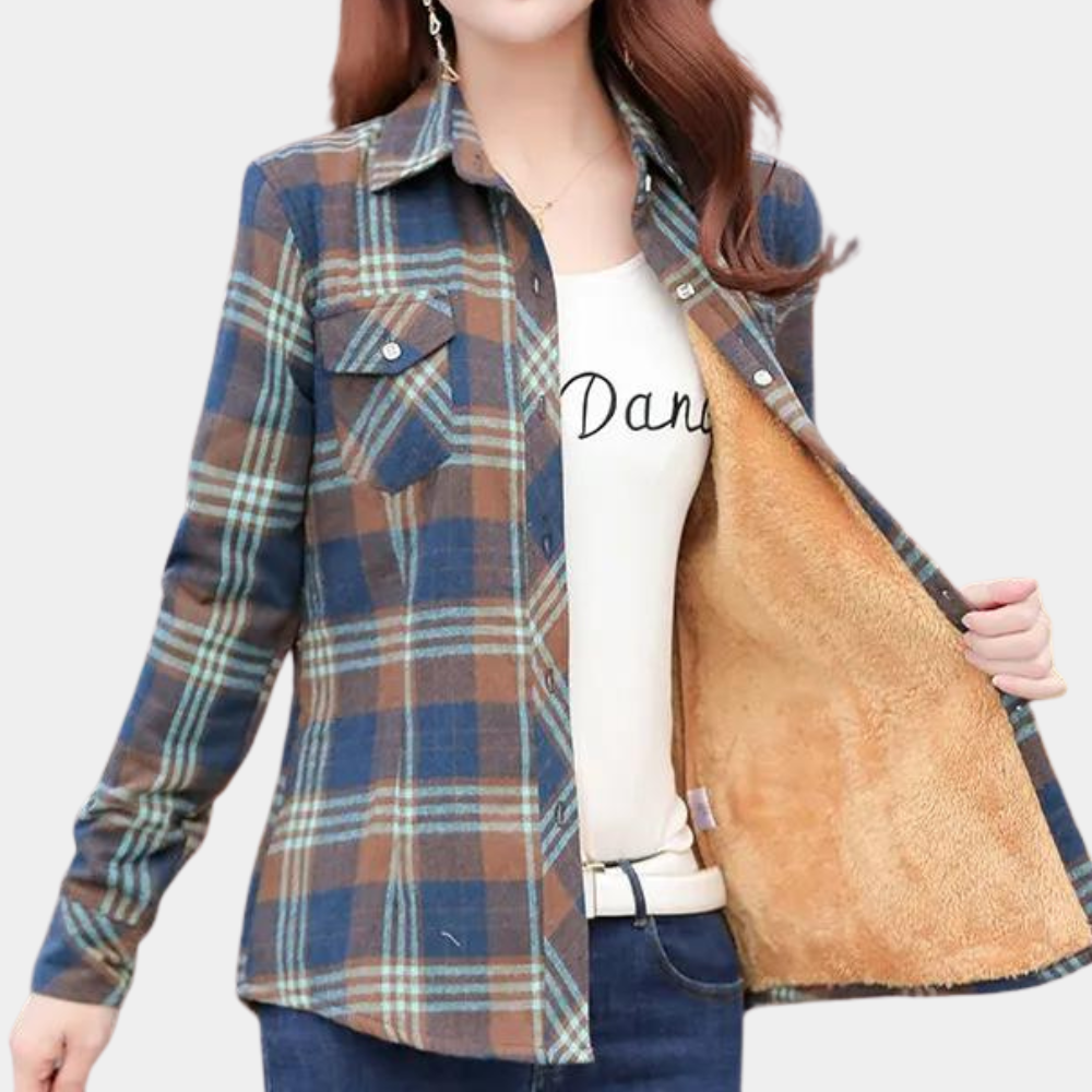 Veda - Lightweight Checked Fluffy Summer Shirt for Women