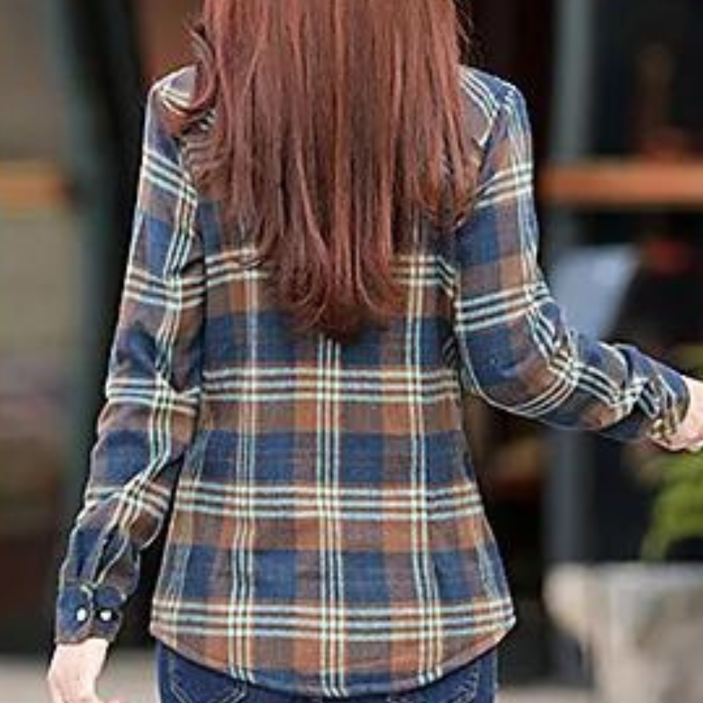 Veda - Lightweight Checked Fluffy Summer Shirt for Women