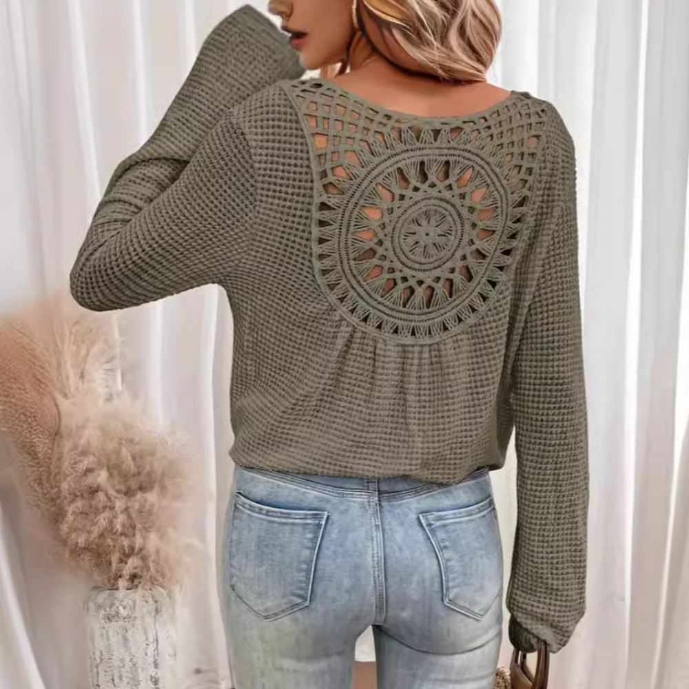 Violetta - Elegant summer knitted top with V-neck for women