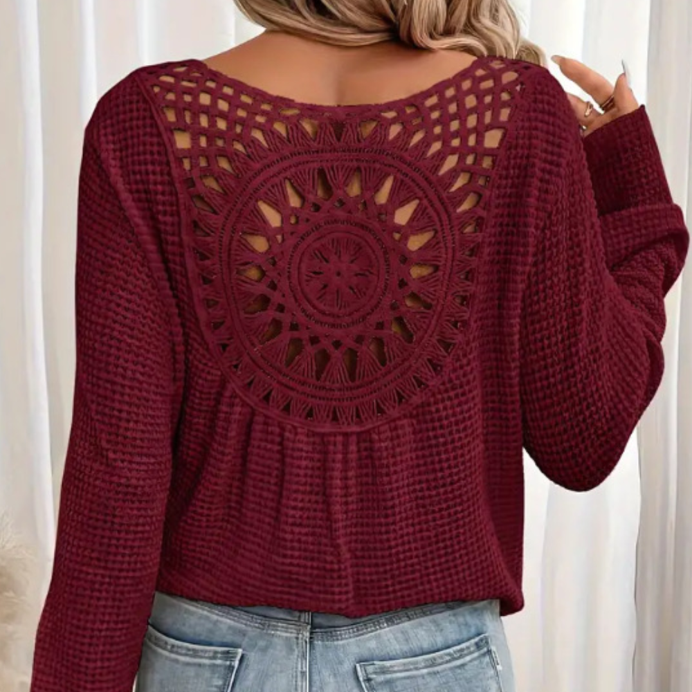Violetta - Elegant summer knitted top with V-neck for women