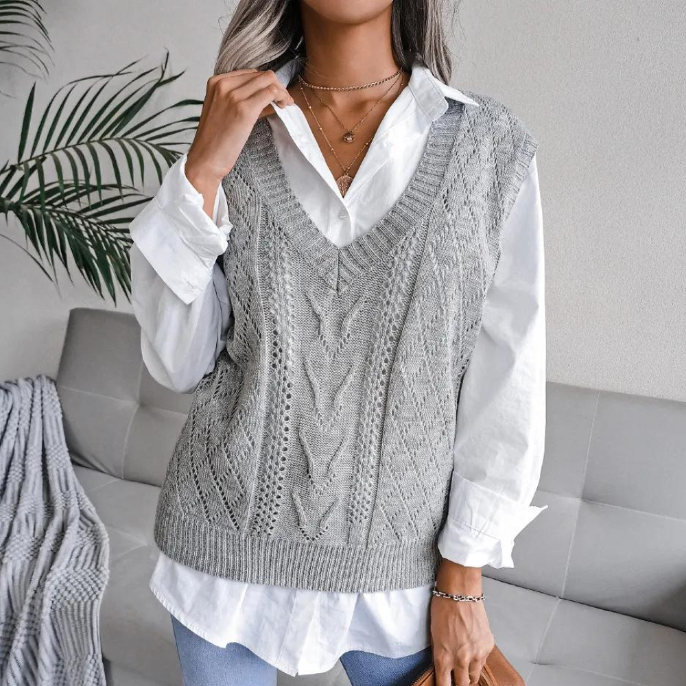 Arlette - Women's Cable Knit V-Neck Summer Cardigan
