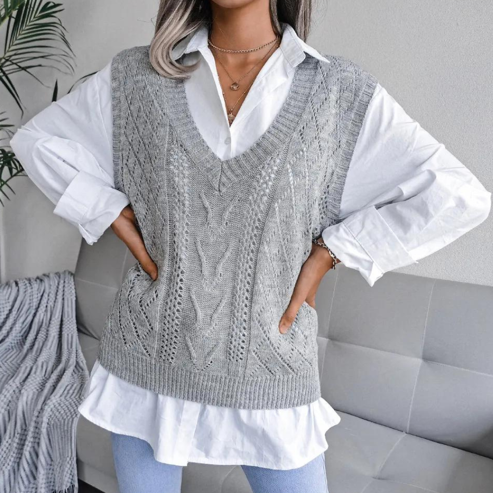 Arlette - Women's Cable Knit V-Neck Summer Cardigan