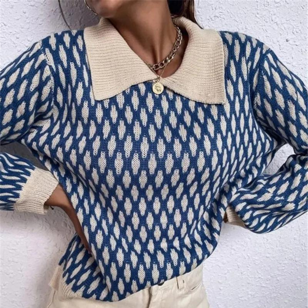 Bronwen - Trendy women's jumper with collar detail for spring and summer