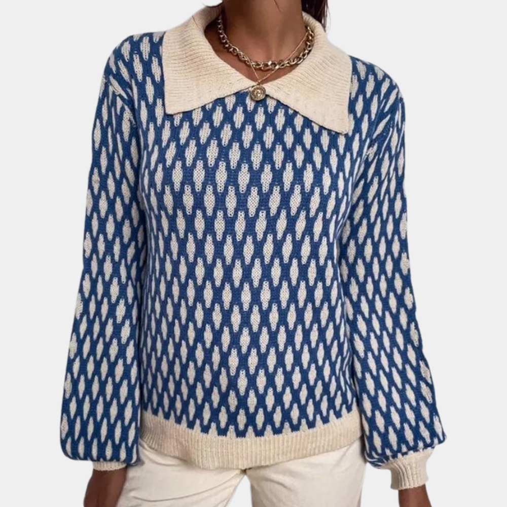 Bronwen - Trendy women's jumper with collar detail for spring and summer