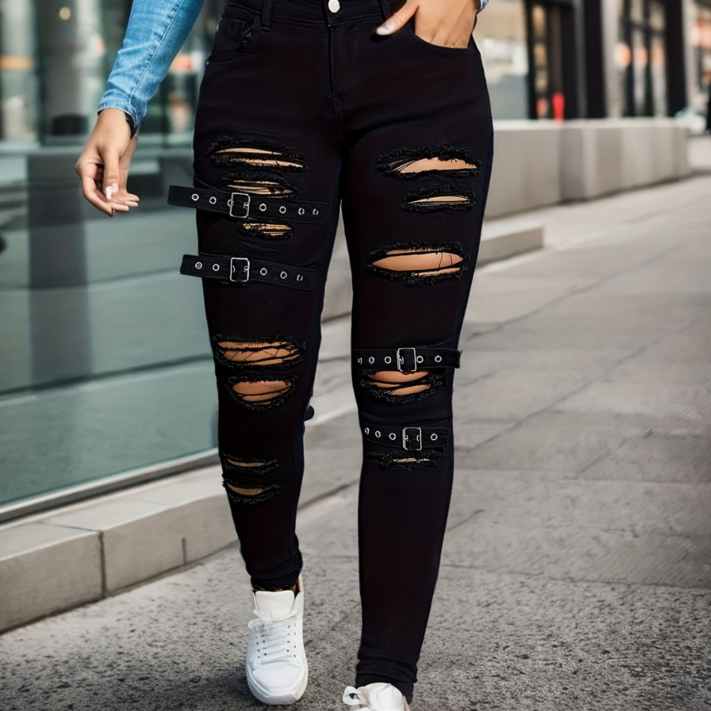 Sotiria - Stylish Distressed Summer Trousers with Trendy Look