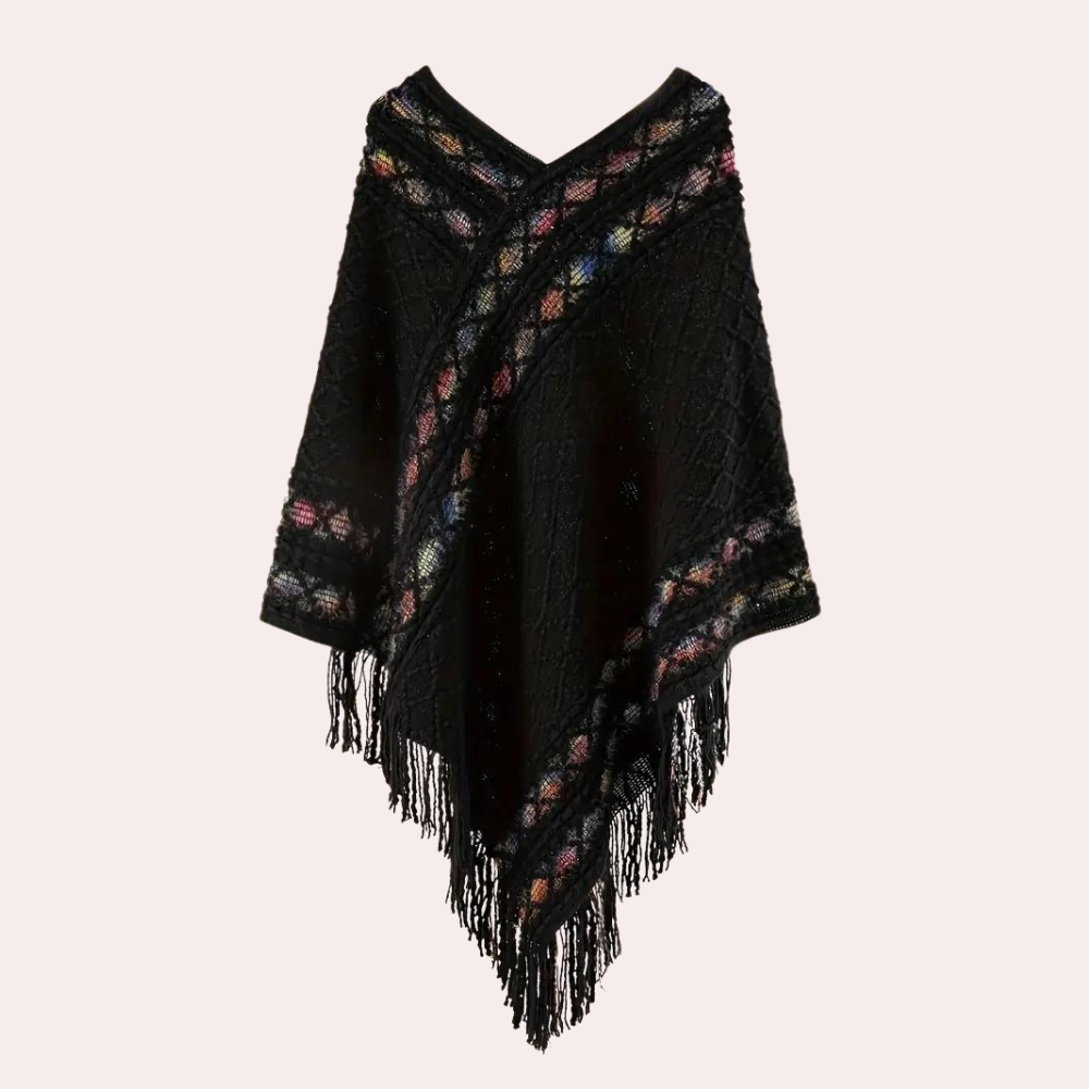 ZOI - Boho Poncho for ladies with trendy V-neck, perfect for summer