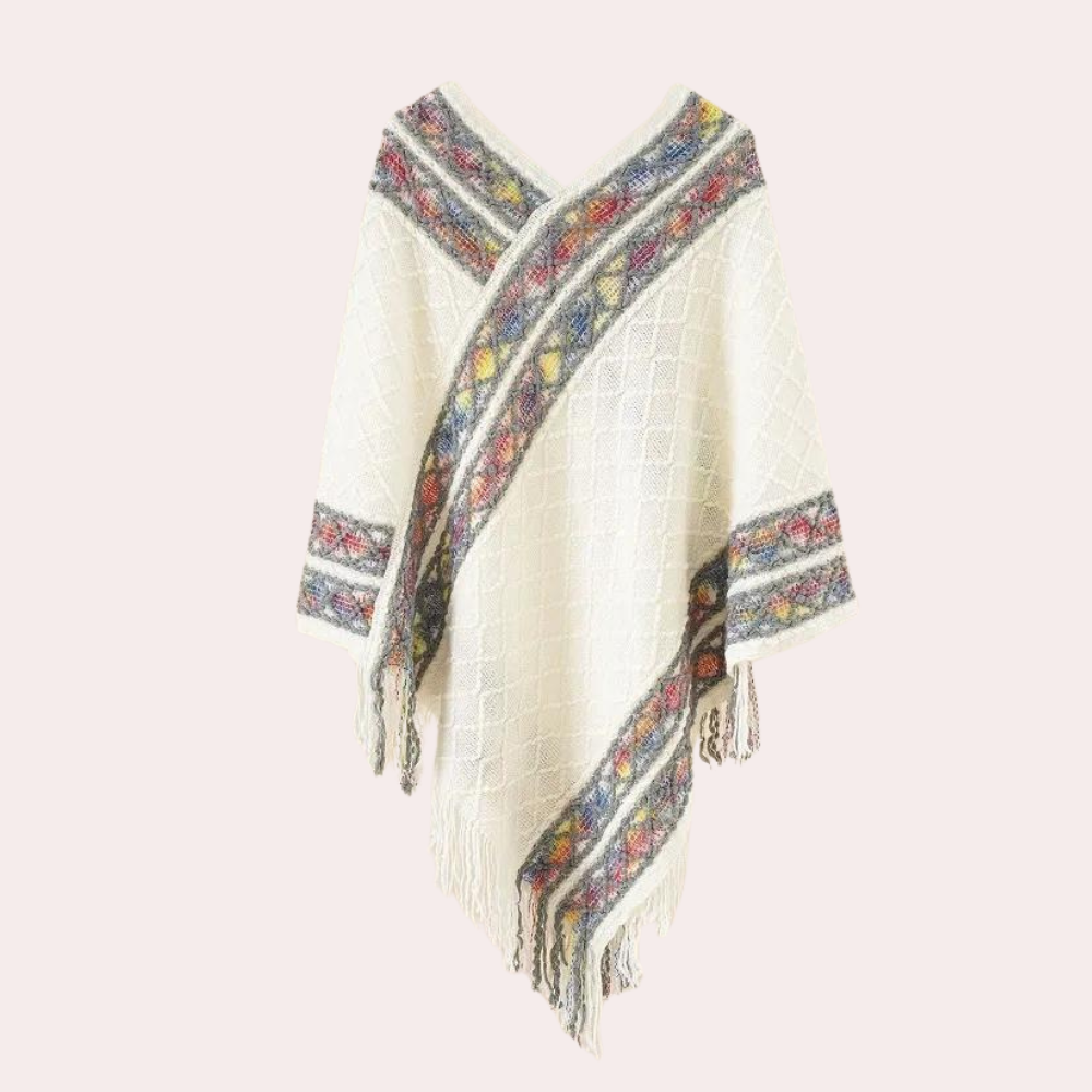 ZOI - Boho Poncho for ladies with trendy V-neck, perfect for summer