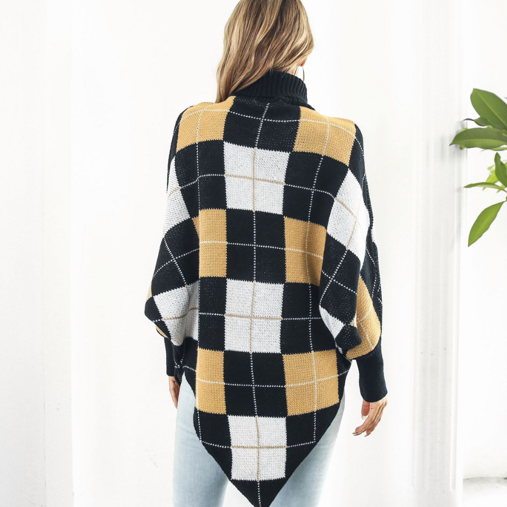 Aikaterini - Ladies' Summer Sweater with Stylish Check Pattern