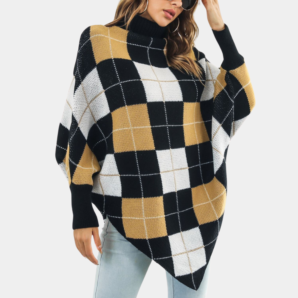 Aikaterini - Ladies' Summer Sweater with Stylish Check Pattern