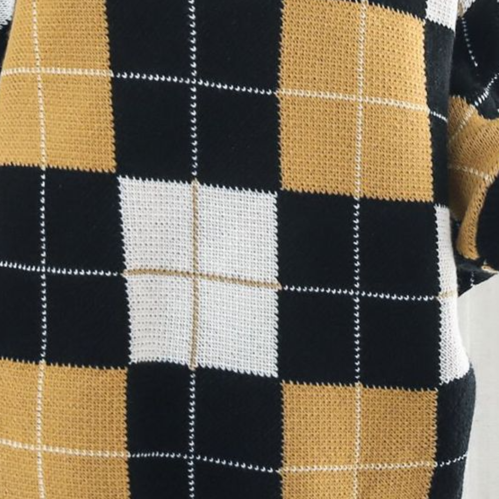 Aikaterini - Ladies' Summer Sweater with Stylish Check Pattern