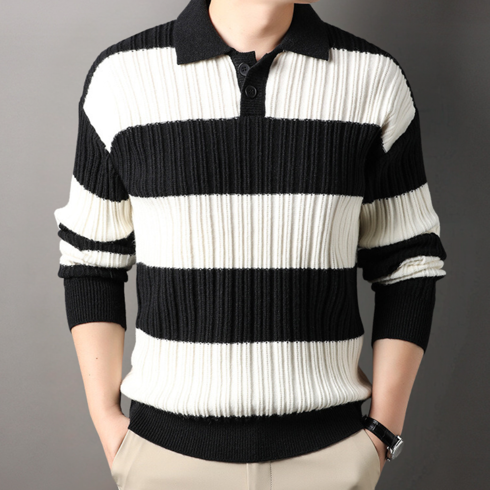 Toncse - Comfortable Knitted Polo Sweater for Men - Spring/Summer Edition