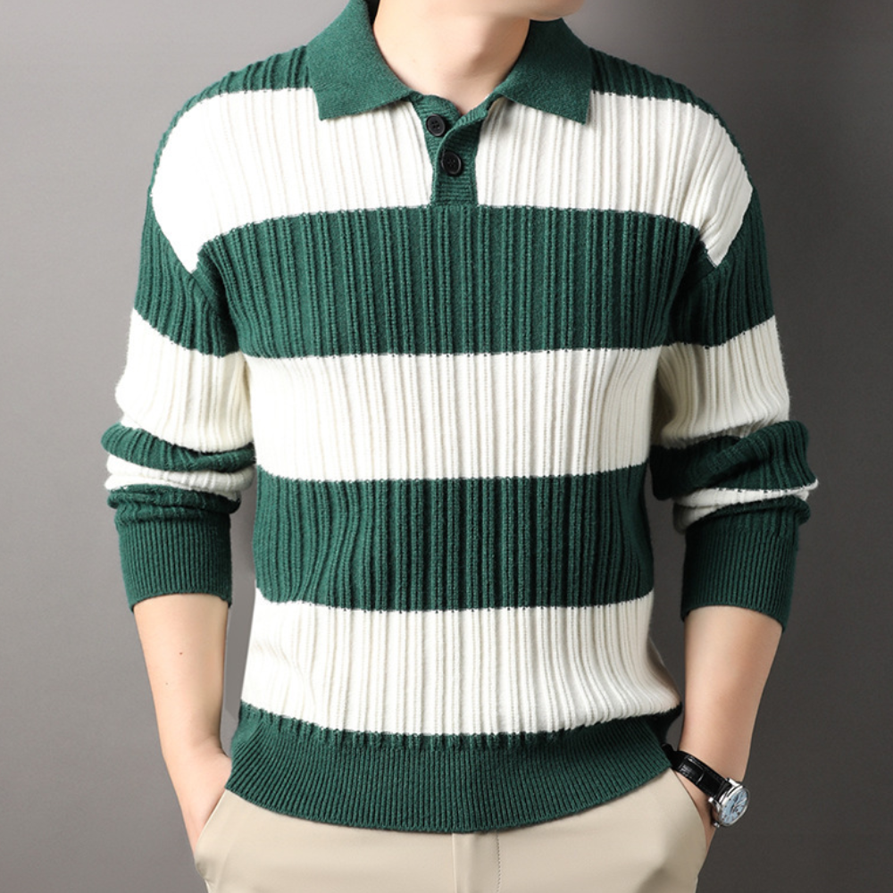 Toncse - Comfortable Knitted Polo Sweater for Men - Spring/Summer Edition