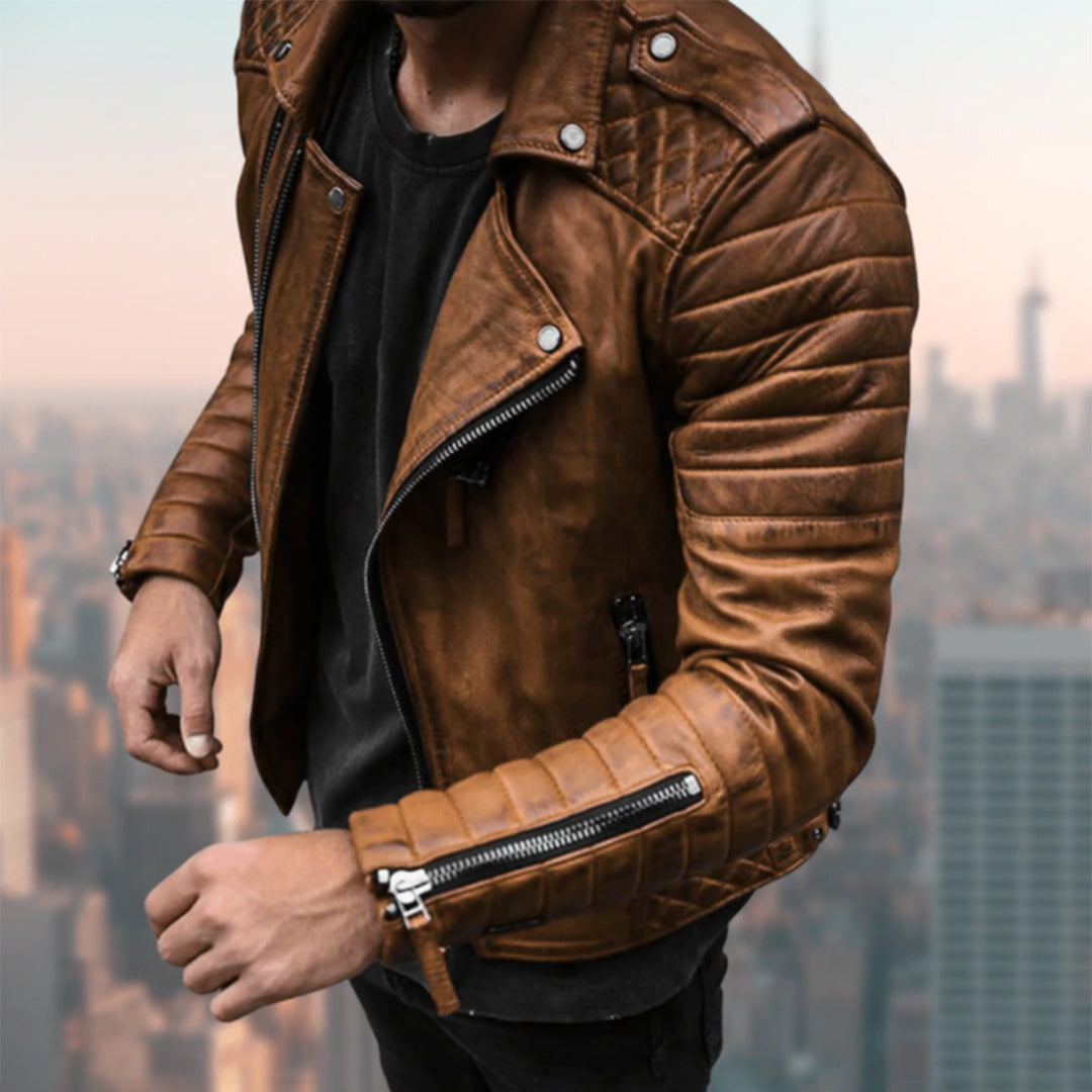 CRUZ - Leather Biker Jacket for Men - Perfect for Summer