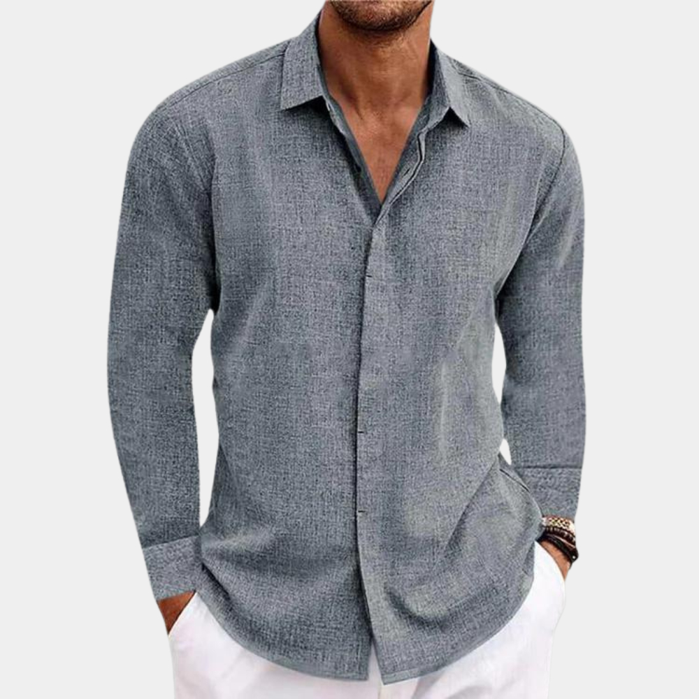 Claudio - Classic Men's Shirt with Long Sleeves for Summer