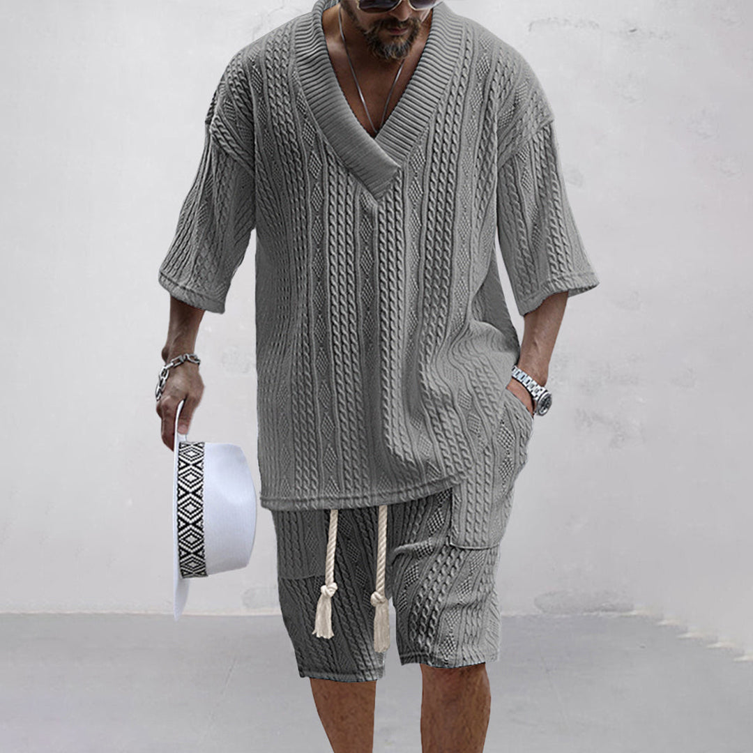 NICOLÒ - Stylish Knitted Shirt and Shorts Set for Summer