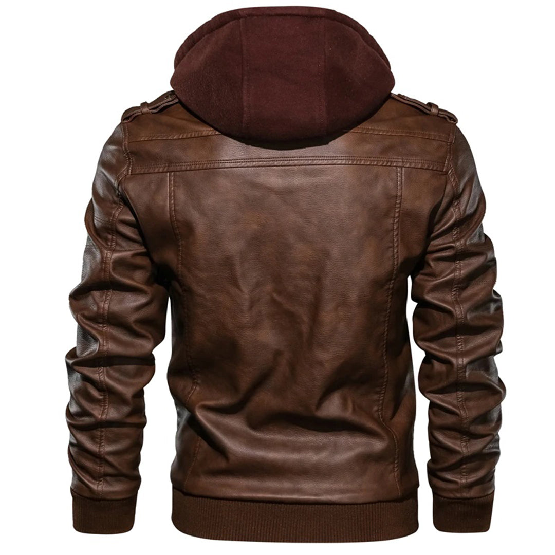 Jacob - Leather Summer Jacket with Hood for Men