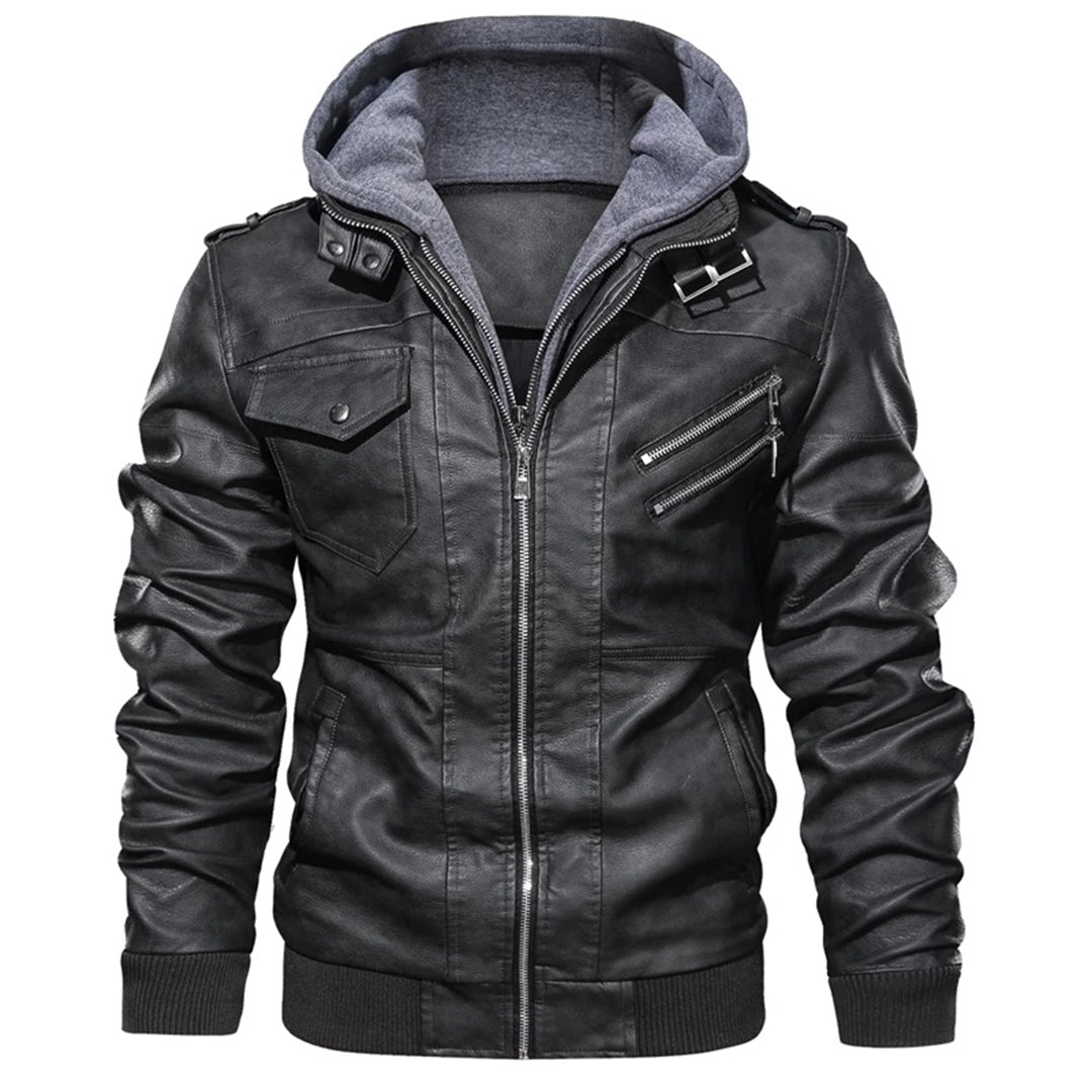 Jacob - Leather Summer Jacket with Hood for Men