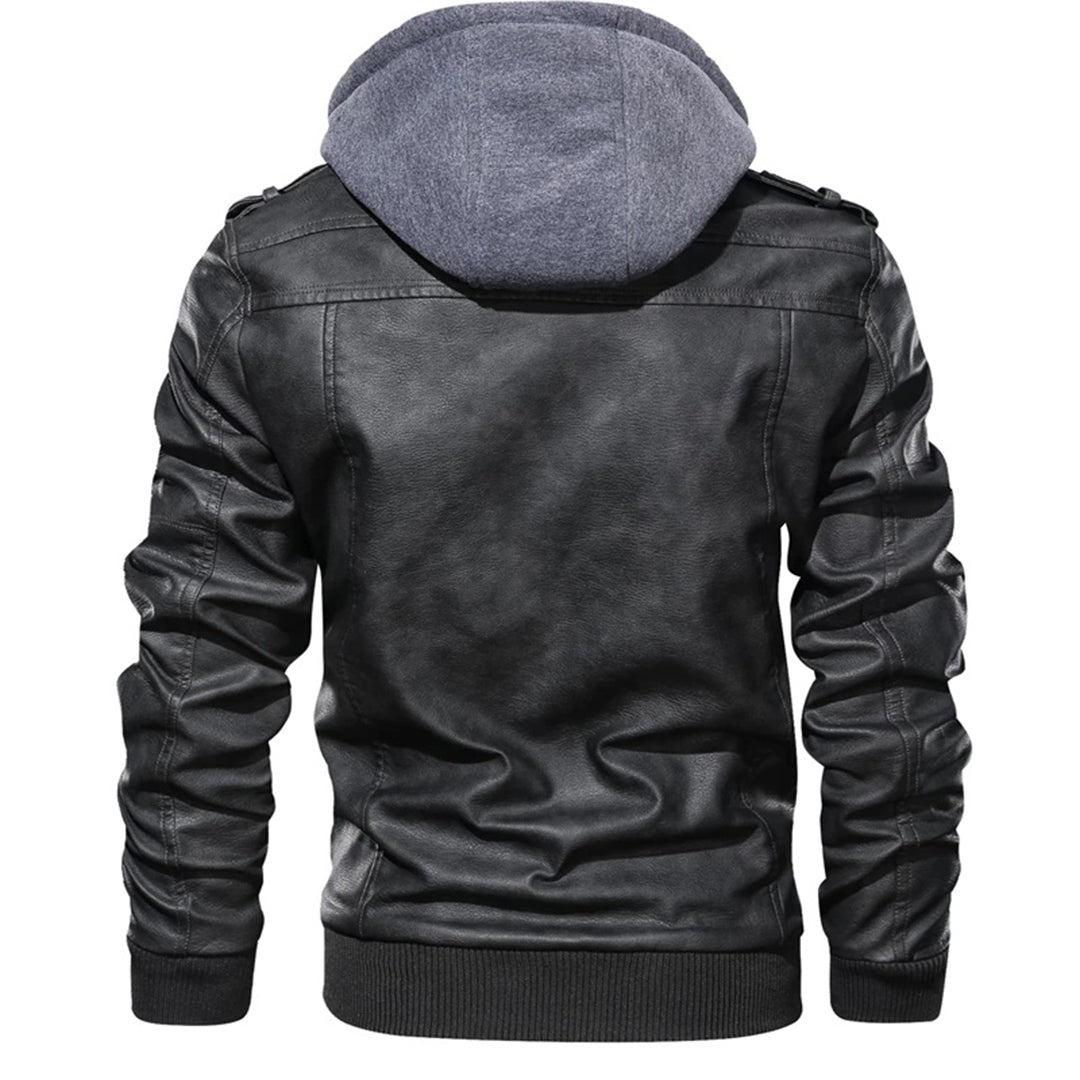 Jacob - Leather Summer Jacket with Hood for Men