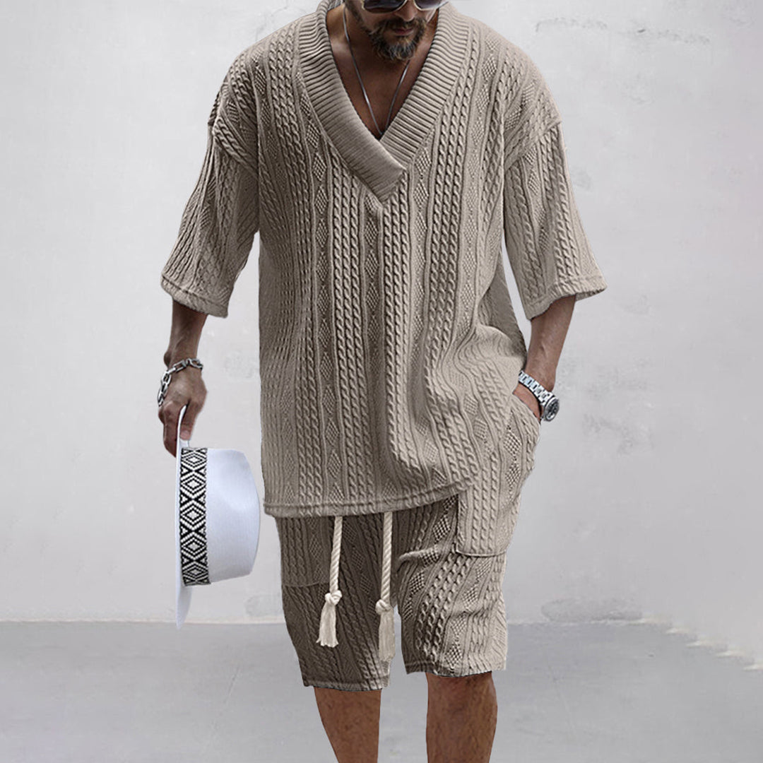 NICOLÒ - Stylish Knitted Shirt and Shorts Set for Summer