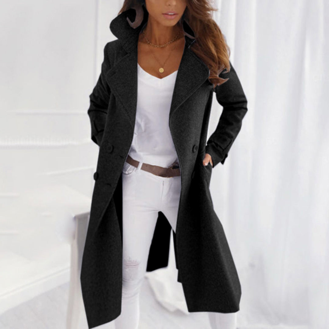 Lucy - Light long smart coat with buttons for women, perfect for spring and summer