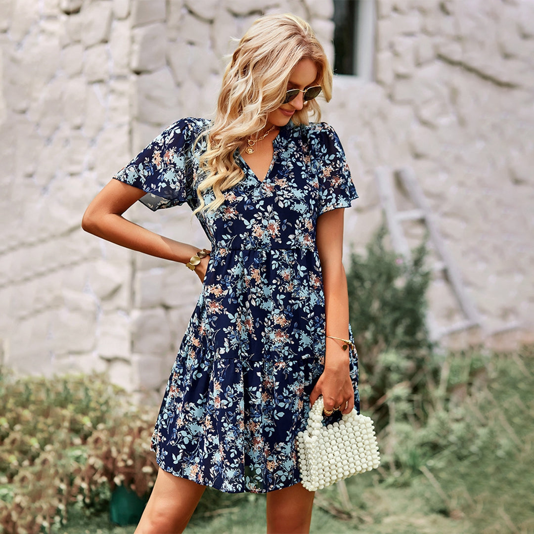 CLIODHNA - Summer Floral Mini Dress