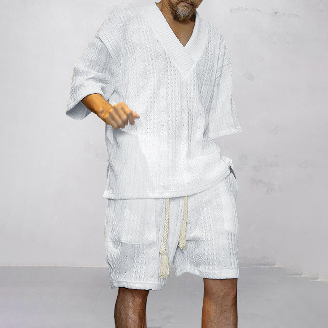 NICOLÒ - Stylish Knitted Shirt and Shorts Set for Summer