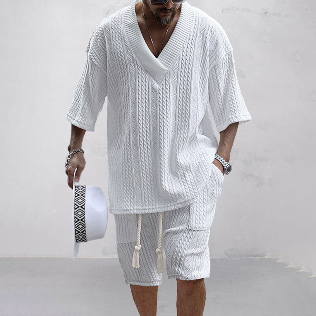 NICOLÒ - Stylish Knitted Shirt and Shorts Set for Summer