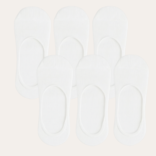 6-Pair Invisible Loafer Socks - White