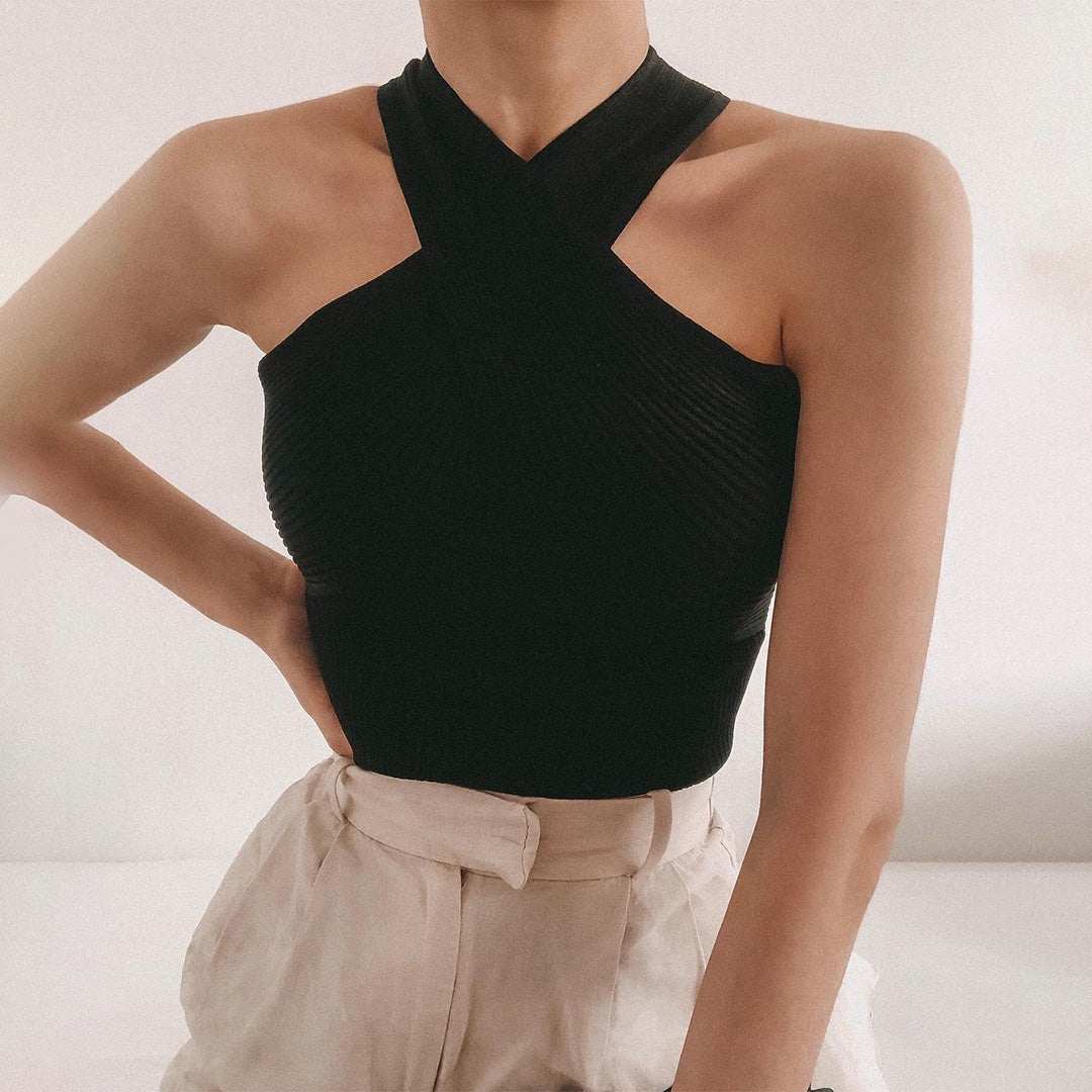 WAVERLY - Elegant summer top with crossed strap