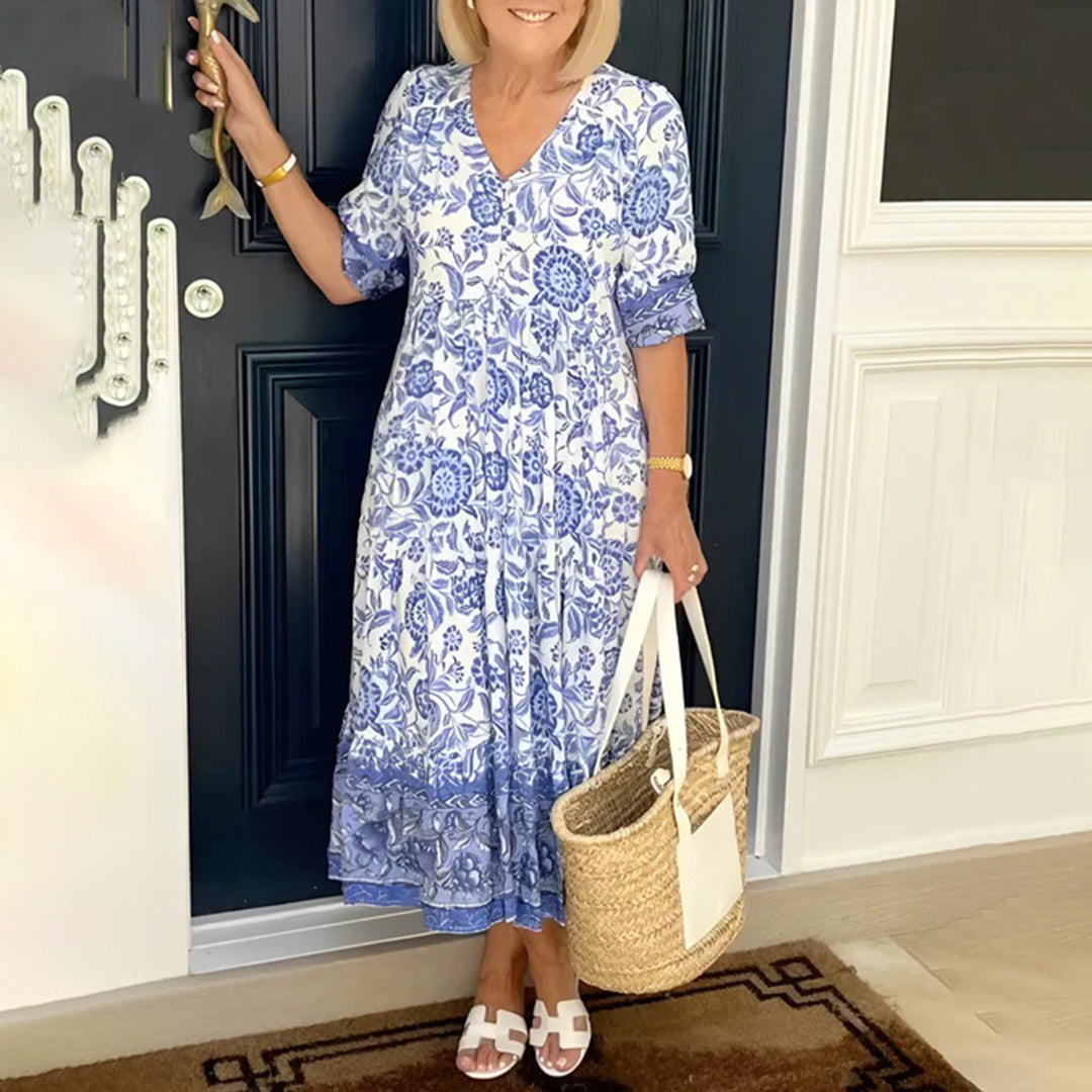 BRONYA - Elegant V-neck Summer Dress
