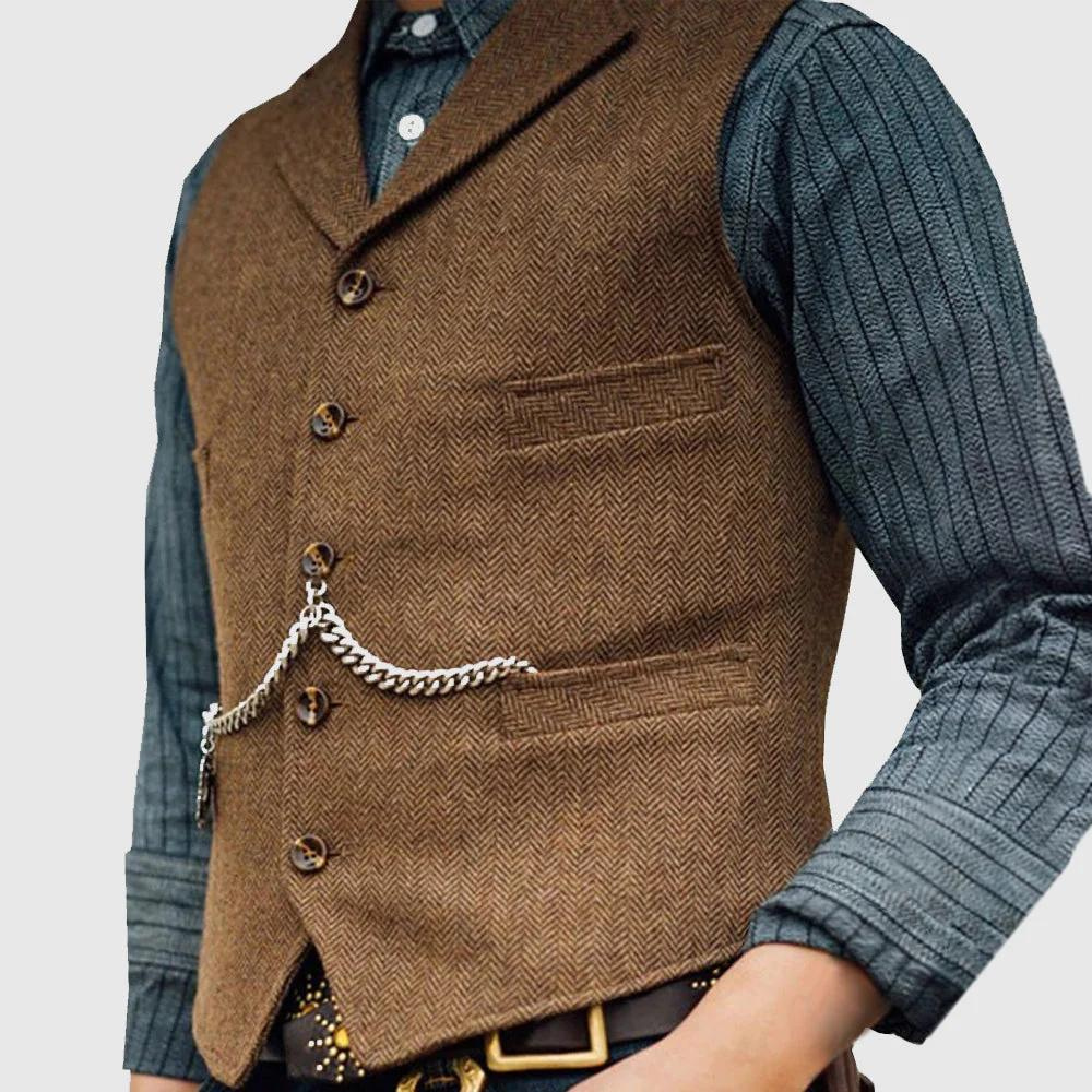 TAHVO - Classic Herringbone Waistcoat for Spring and Summer
