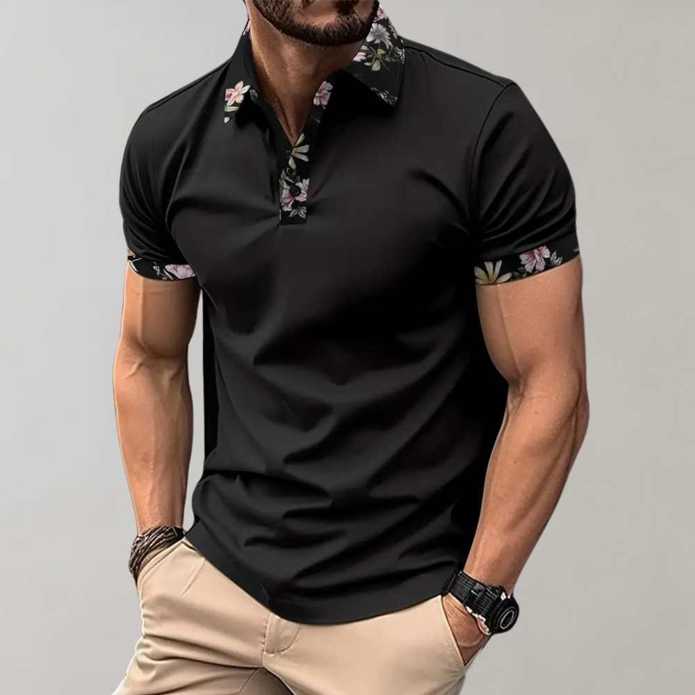 Sander - Men's Polo Shirt with Floral Print for Summer