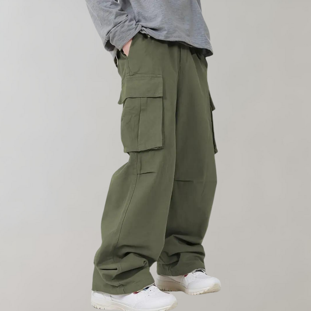 Asger - Cargo men's trousers with straight legs for summer