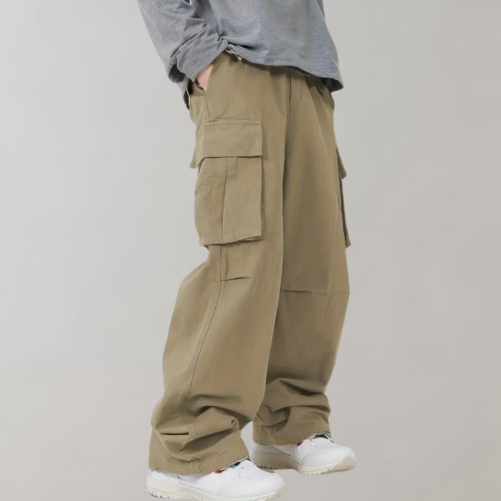 Asger - Cargo men's trousers with straight legs for summer
