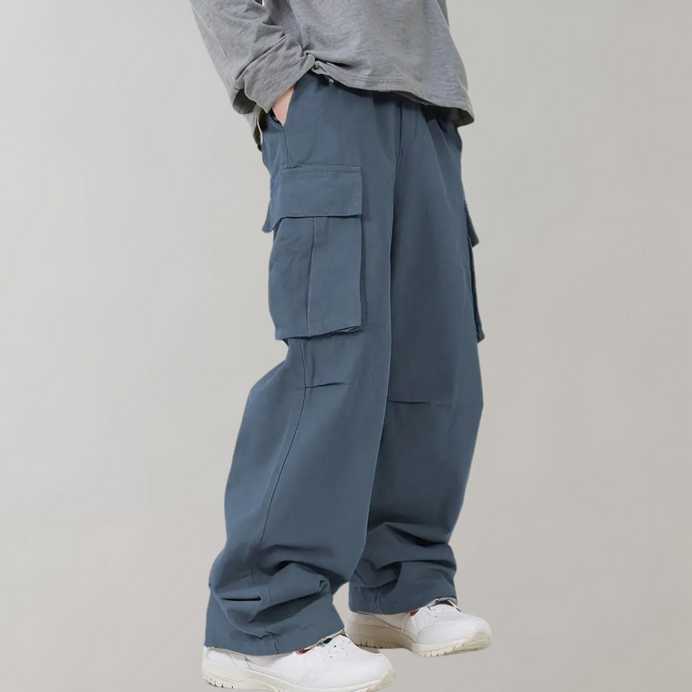 Asger - Cargo men's trousers with straight legs for summer