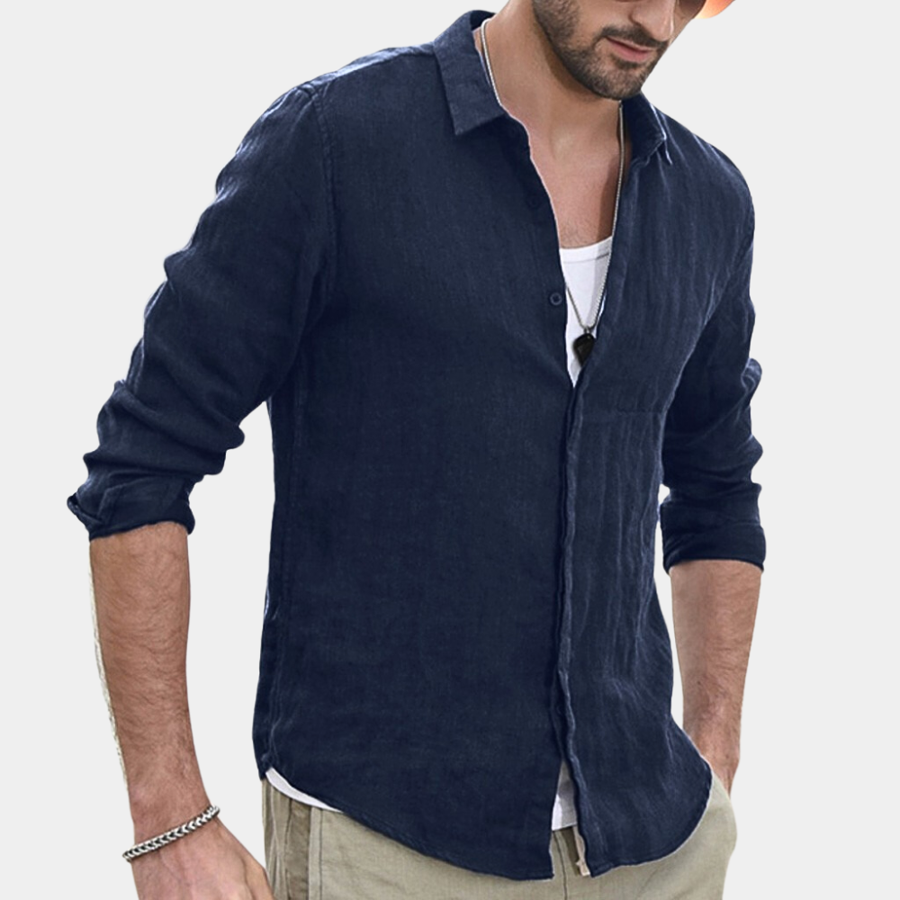 Charles - Casual men's shirt with long sleeves for summer