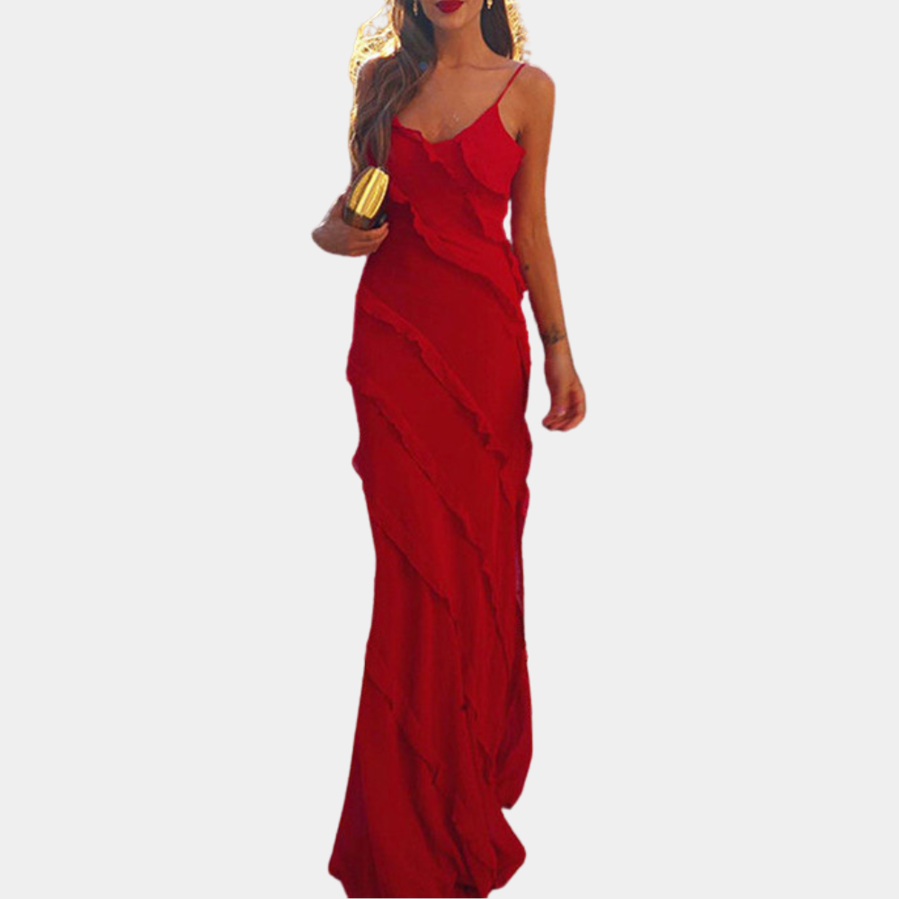 Adrienne - Elegant Long Women's Dress with Ruffles for Summer