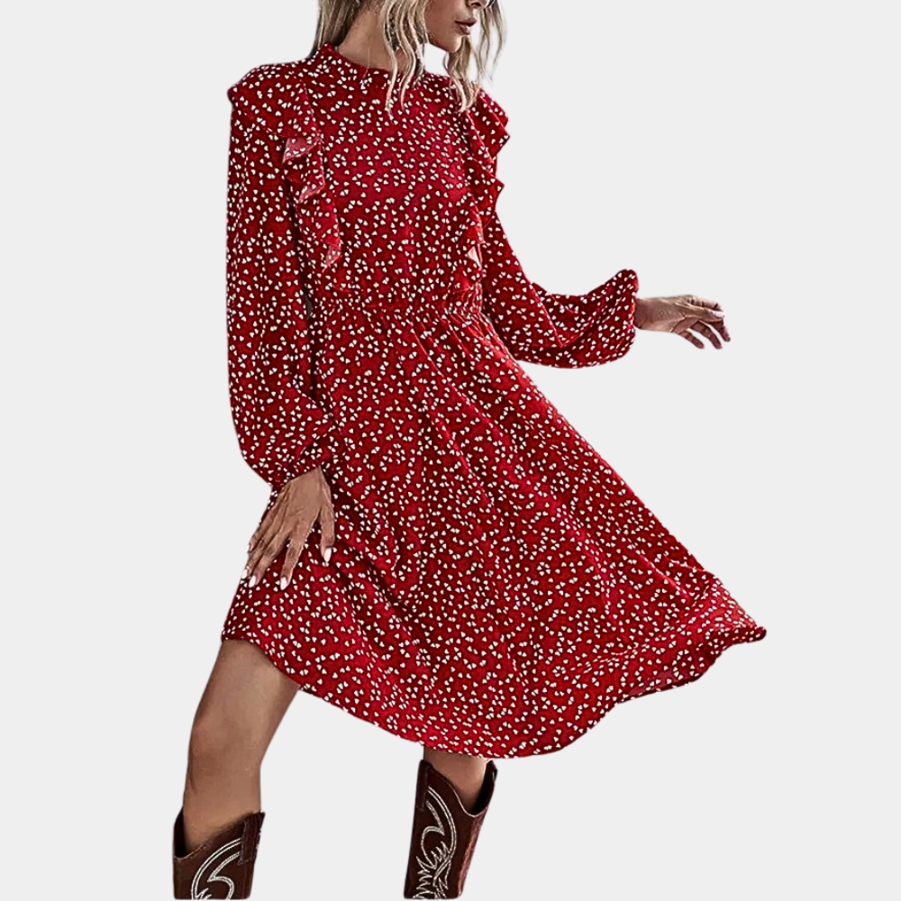 Stacy - Summer women's dress with full sleeves and ruffles