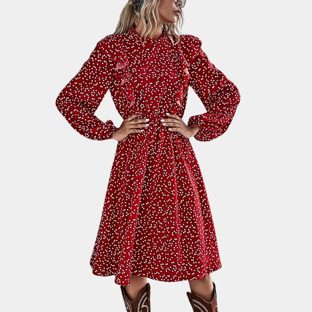 Stacy - Summer women's dress with full sleeves and ruffles