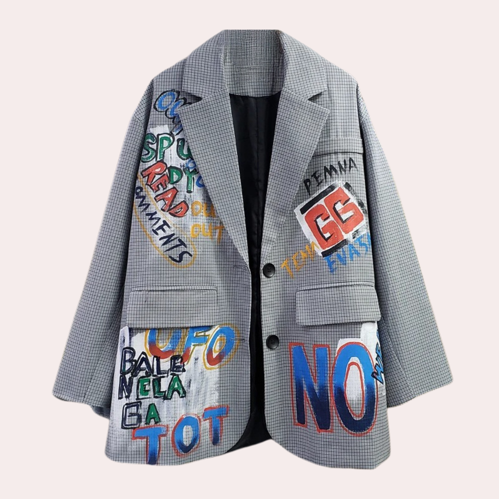 Berthe - Oversized women's blazer with text for summer
